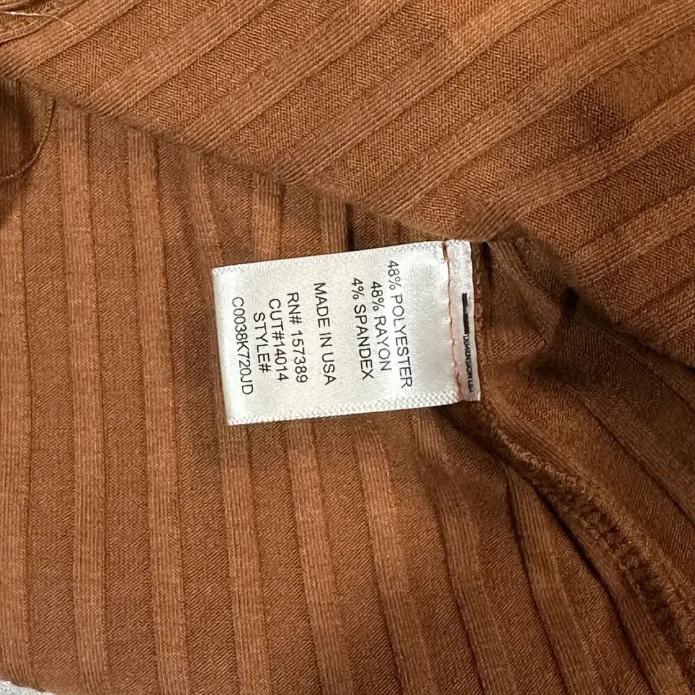 Altar’d State Ribbed Button Front Crop Womens Large Brown Long Sleeve - Picture 6 of 7